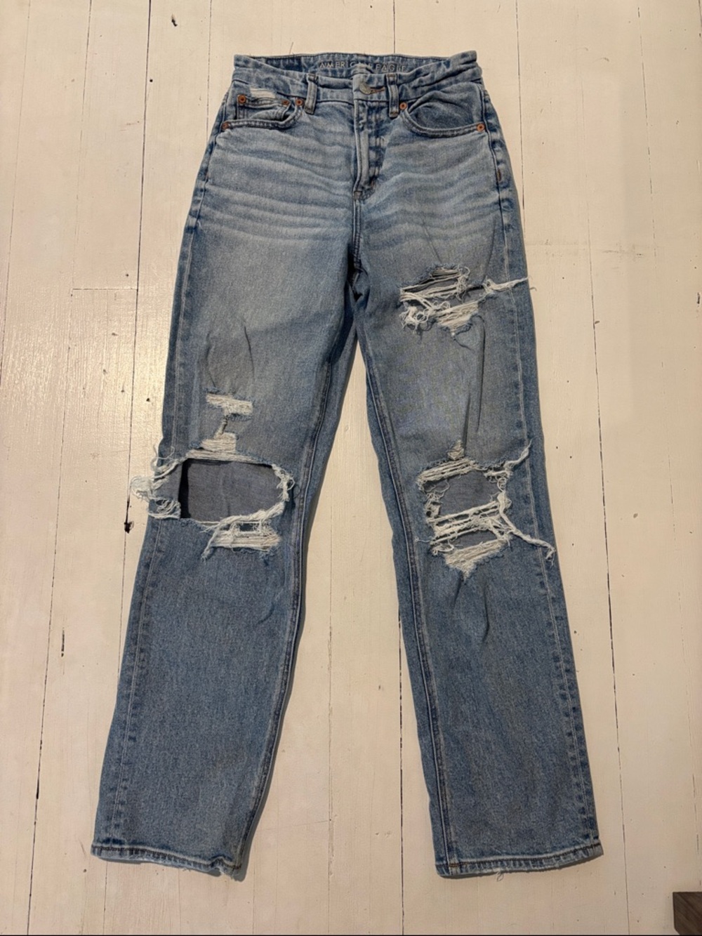 American Eagle Outfitters Distressed Light Blue Boyfriend Jeans